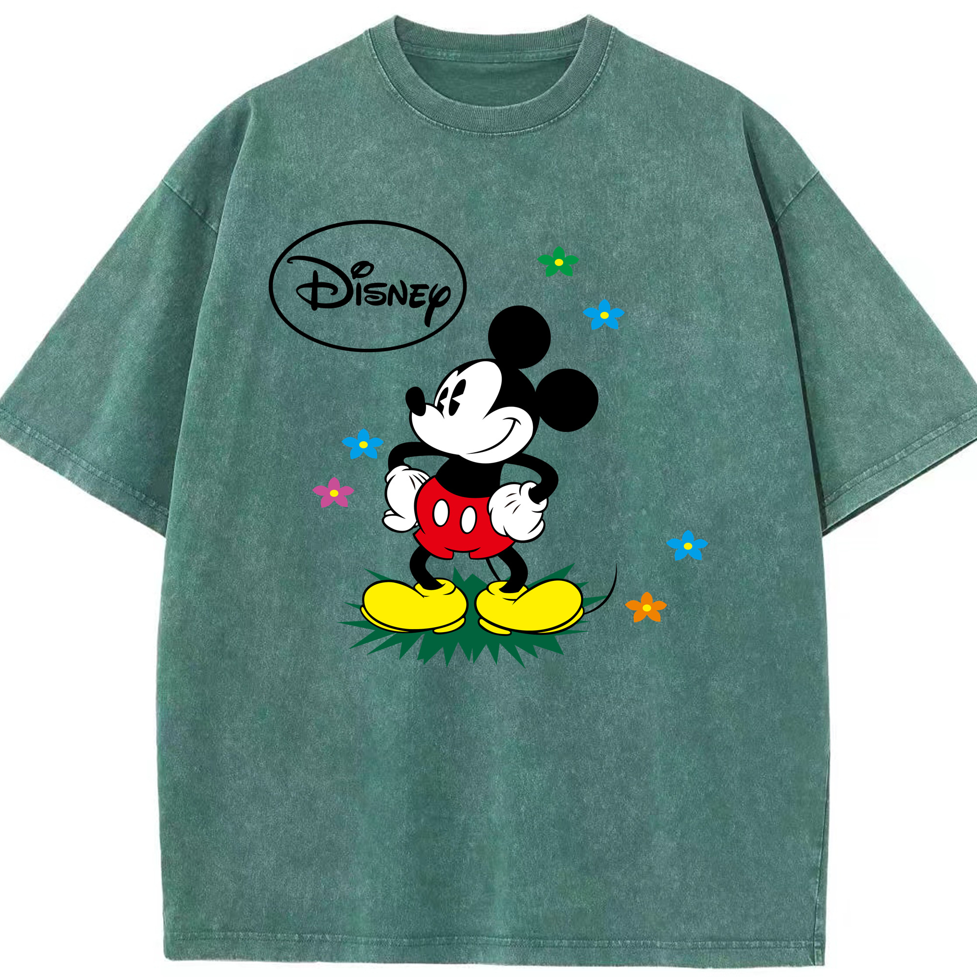 （画像用） ミッキーマウス Mickey Mouse 綿100% ヴィンテージ風 半袖Tシャツ（フロントプリント）
